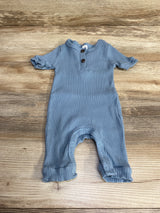 Ribbed Henley Romper Blue sz 3-6m