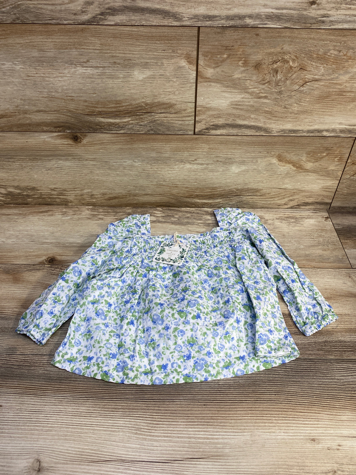 NEW Chelsea & Violet Floral Smocked Top White sz 4T