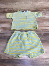 Old Navy 2pc Striped Pocket Shirt & Shorts Green sz 12-18m