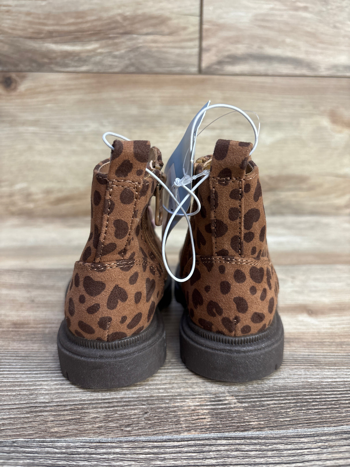 NEW Cat & Jack Toddler Girls' Amaya Zipper Leopard Print  Combat Boots Brown Sz 5c