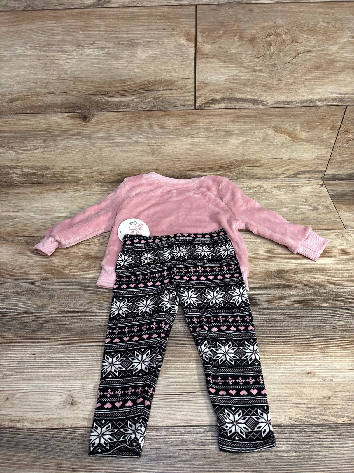 NEW Sweet Butterfly 2pc Plush Sweatshirt & Snowflake Pants Set Pink sz 2T