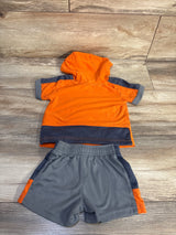 Athletic Works 2pc Hooded Shirt & Shorts Set Orange sz 12m