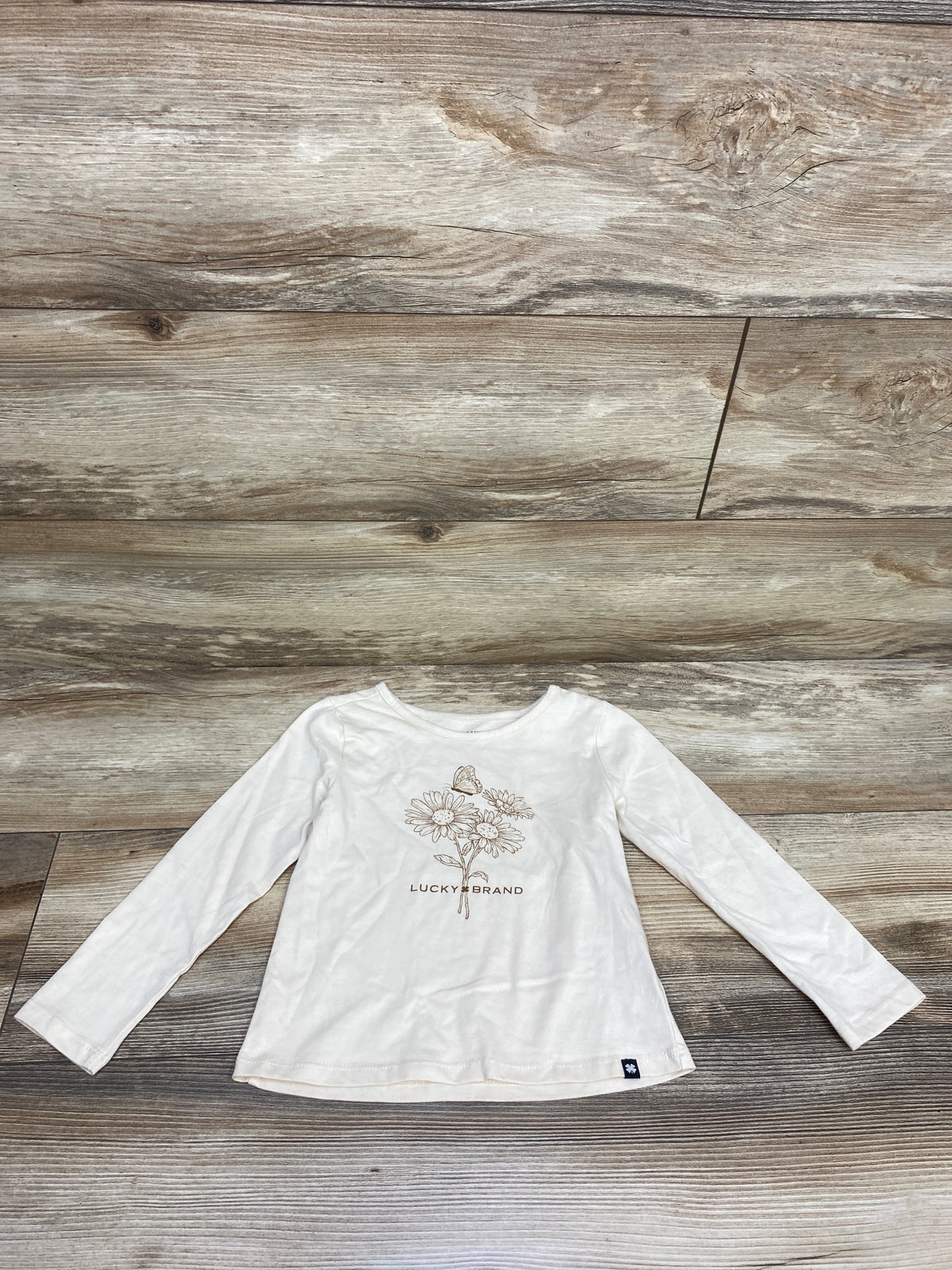Lucky Brand Long Sleeve Floral Shirt Cream sz 4T