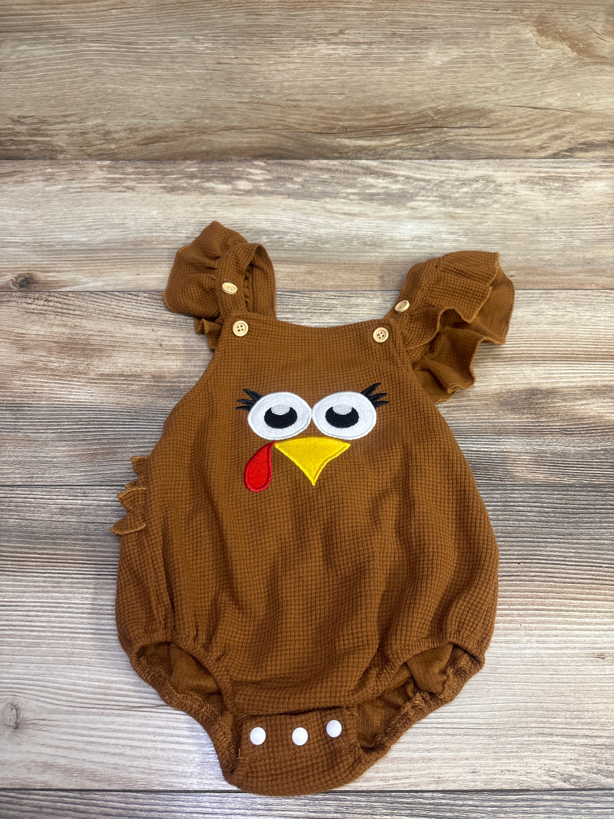 Gupgi Thanksgiving Fly Sleeve Bubble Romper Brown sz 6-12m