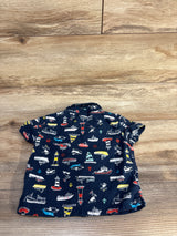 Old Navy Linen Boat Button Up Shirt Navy sz 6-12m