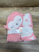 NEW Carter's Just One You Baby 2Pk Owl Hooded Bath Towel - Pink