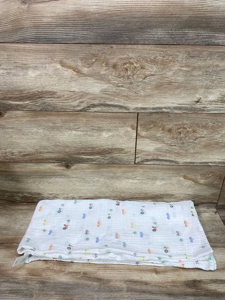 Cloud Island Muslin Swaddle Blanket Trucks Print White