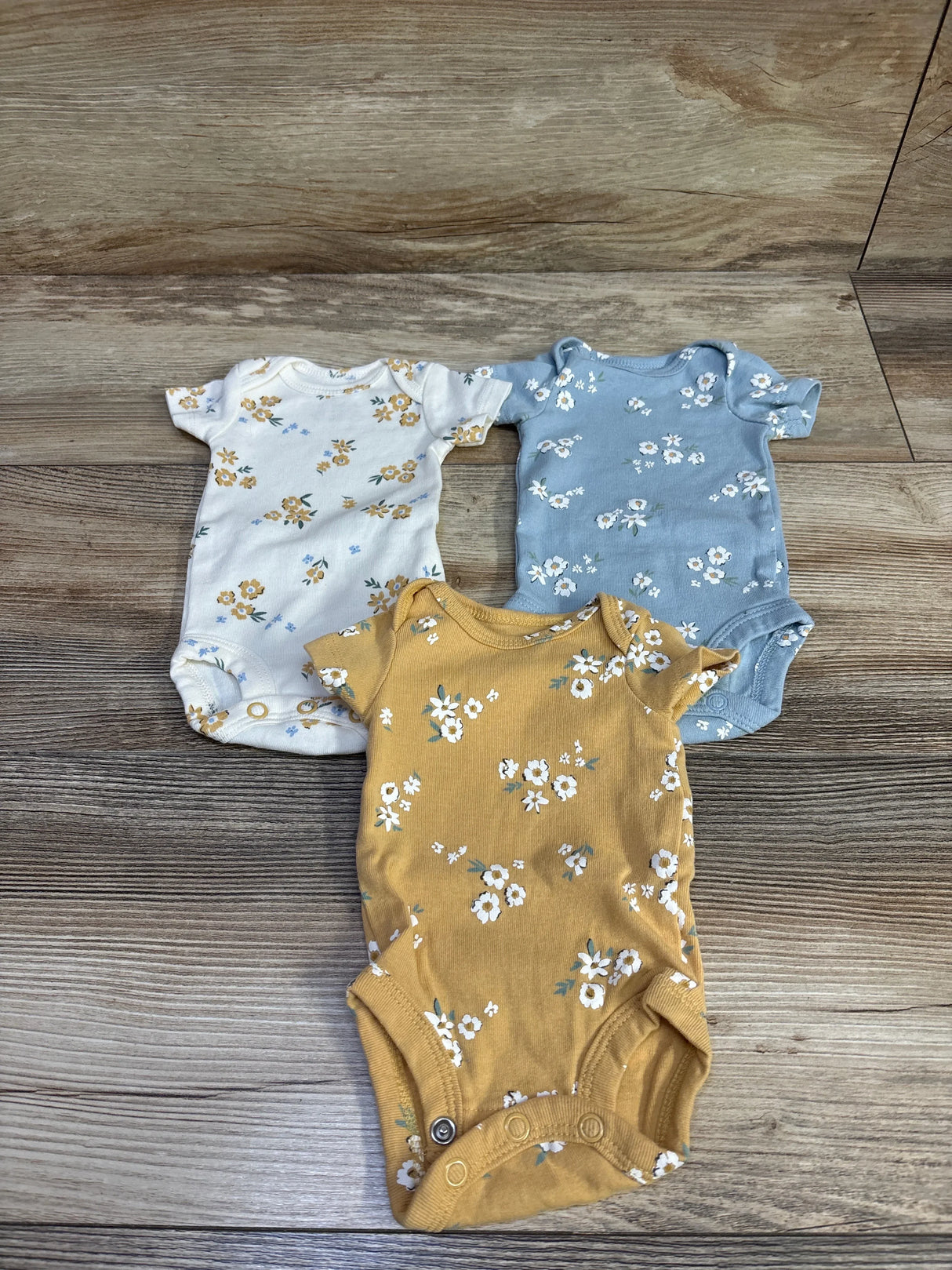 Carter's 3pk Floral Bodysuit Set Light Blue sz Preemie