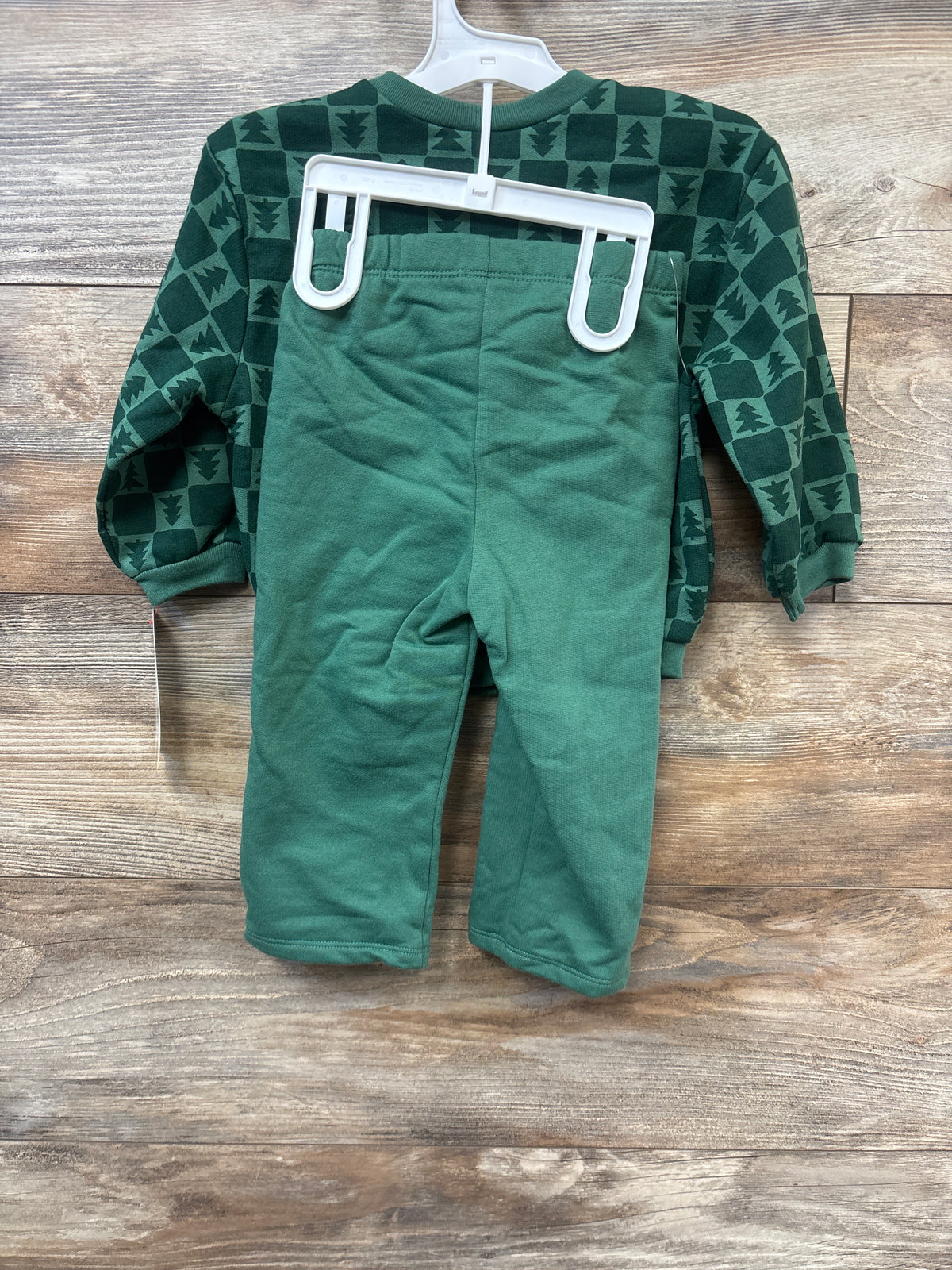 NEW Cat & Jack 2pc Christmas Tree Sweatshirt & Joggers Set Green sz 18m
