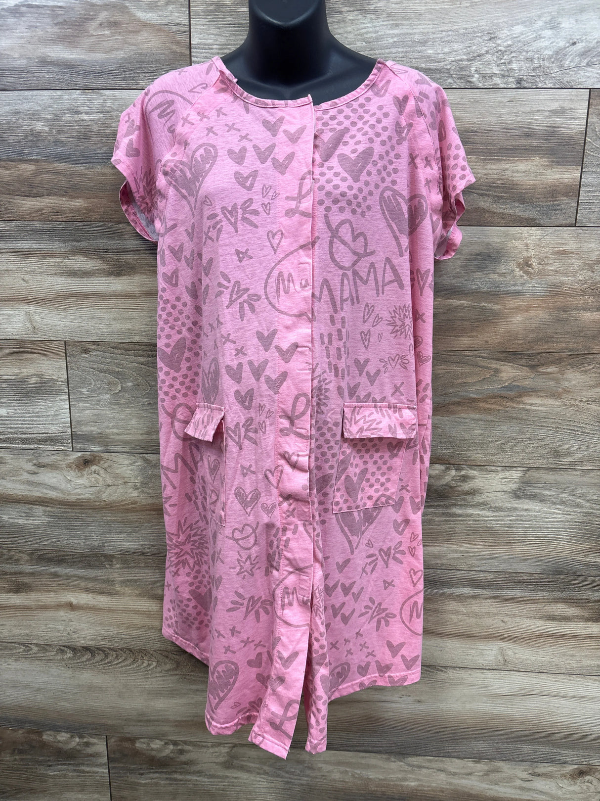 Kindred Bravely Universal Labor & Delivery Gown Pink Love Note sz SML