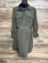 Motherhood Maternity Collared Utility Shirt Dress Green sz Large