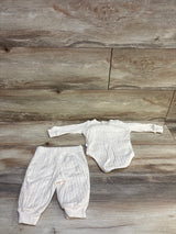 Tahari Baby 2pc Ribbed Henley Bodysuit & Pants Set Ivory sz 3/6m