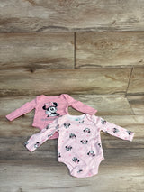 Disney Baby 2pk Long Sleeve Minnie Mouse Bodysuits Pink sz 0/3m