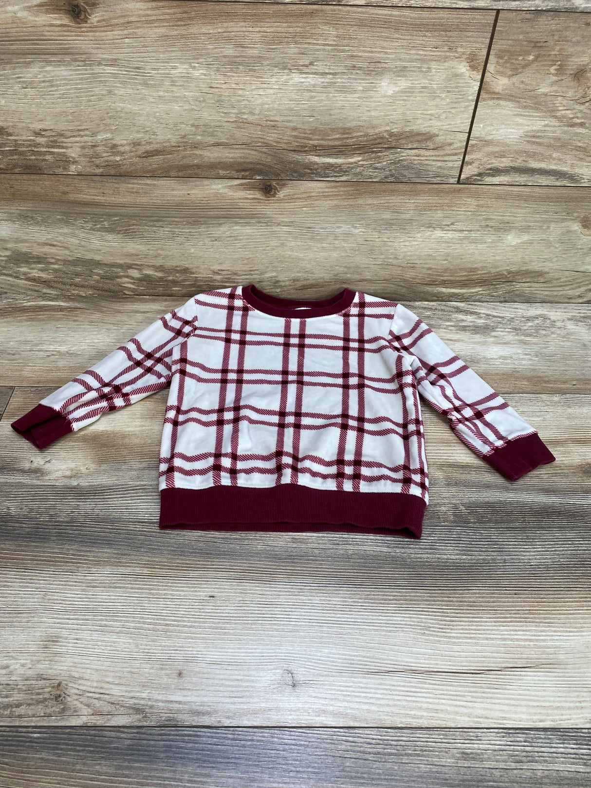 Cat & Jack Plaid Velour Sweatshirt White sz 2T