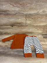 2pc Long Sleeve Pull Over & Striped Pants Set Rust sz 9-12m