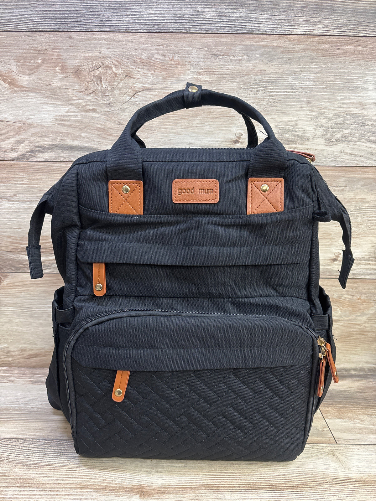Good Mum Diaper Bag Backpack w/ Changing Station & Sunshade Black