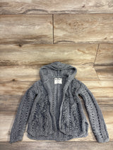 Abercrombie Open Front Fringe Hooded Cardigan Grey sz 3/4