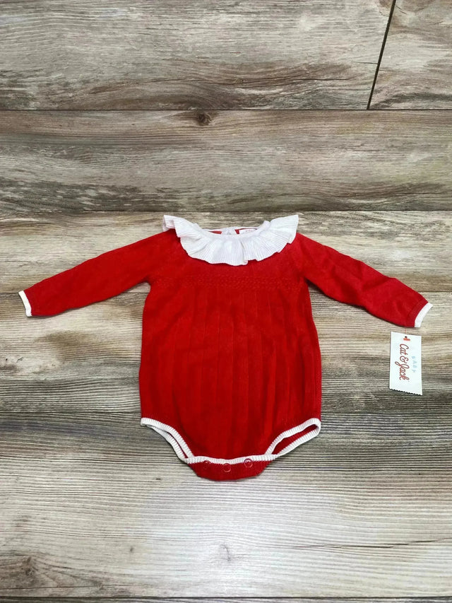 NEW Cat & Jack Ruffle Collar Romper Red sz 6-9m - Me n Mommy To Be