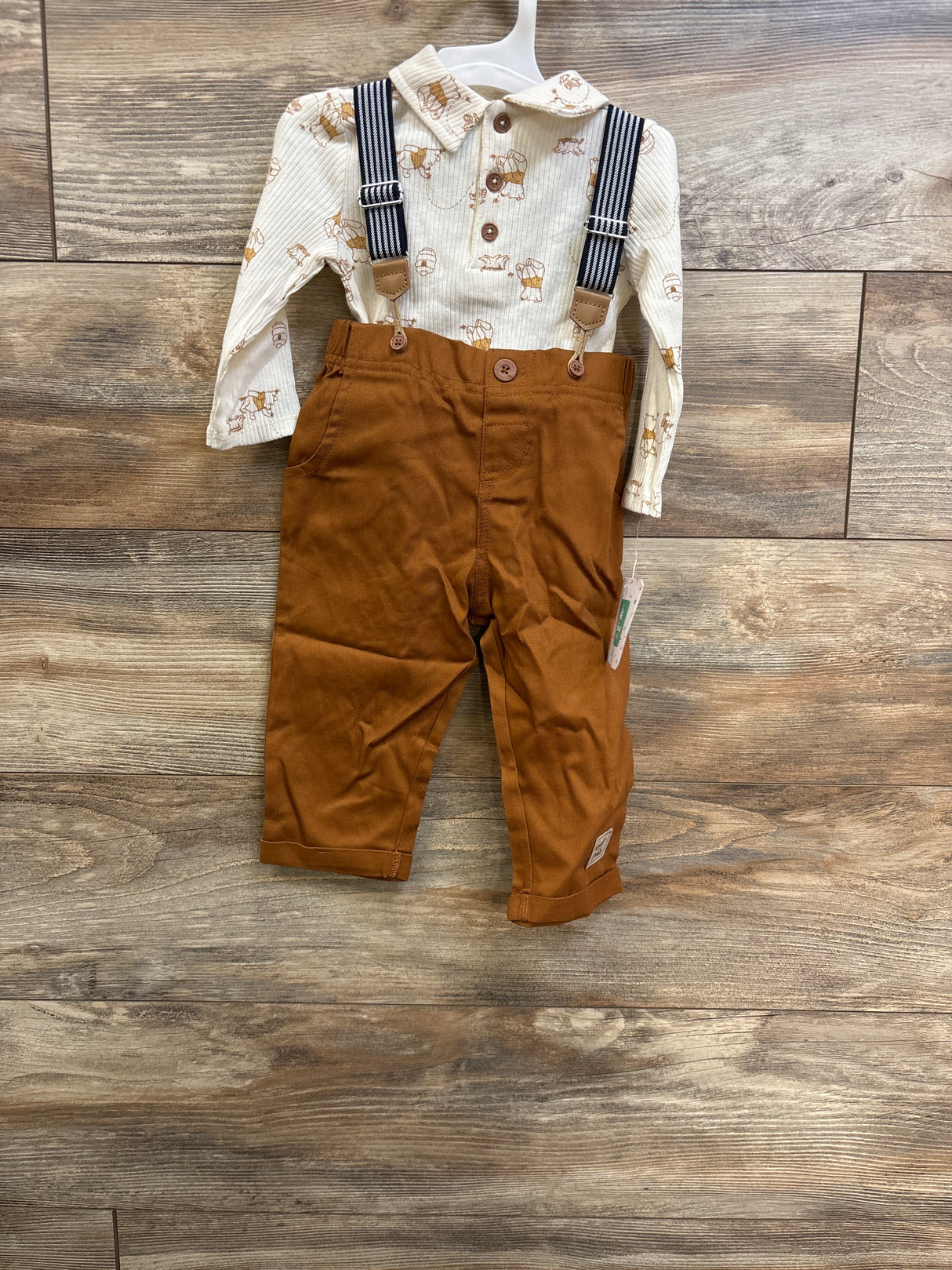 NEW Disney Winnie the Pooh 3Pc Suspender Set Brown sz 6-9m