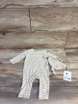NEW Cloud Island 2Pc Jacquard Checkered Romper & Hat Beige sz Newborn