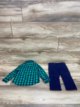 Weekend Baby 2pc Plaid Button Up Shirt & Pants Green sz 12-18m