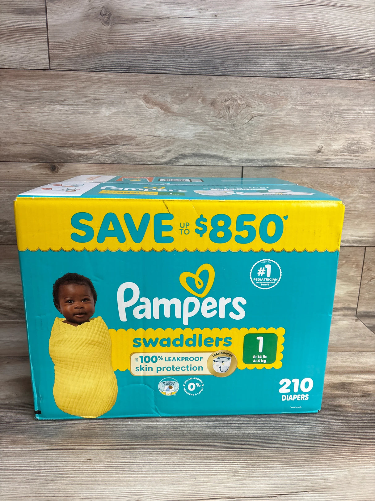 NEW Box of Pampers Swaddlers Disposable Diapers 210ct. Size 1