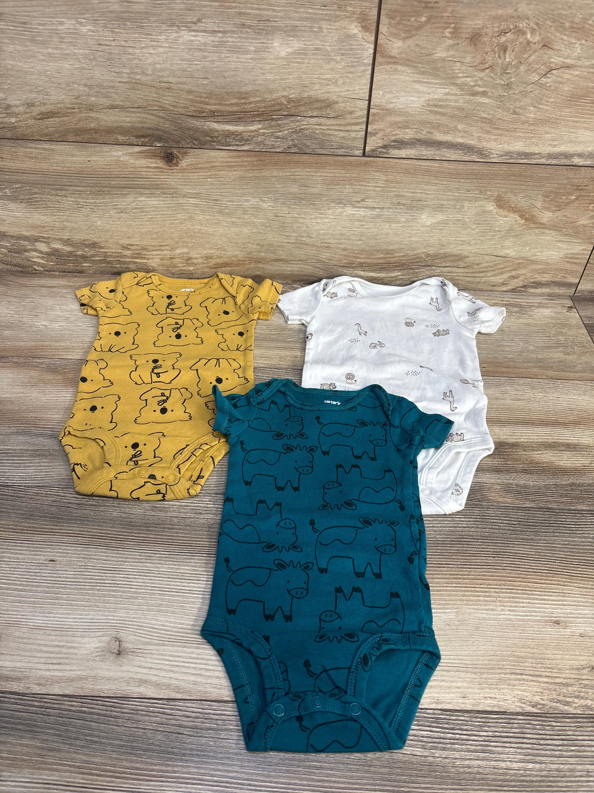 Carter's 3pk Animal Bodysuits White sz 9m