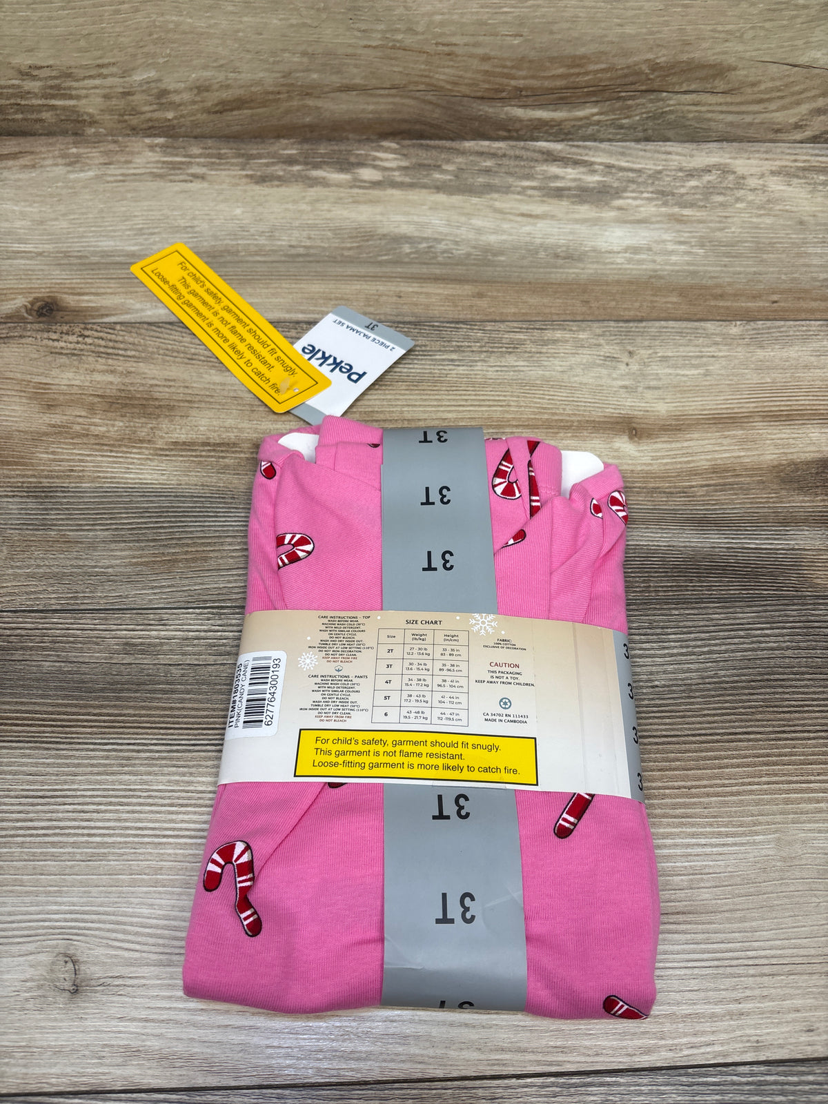 NEW Pekkle 2pc Candy Cane Pajama Set Pink sz 3T