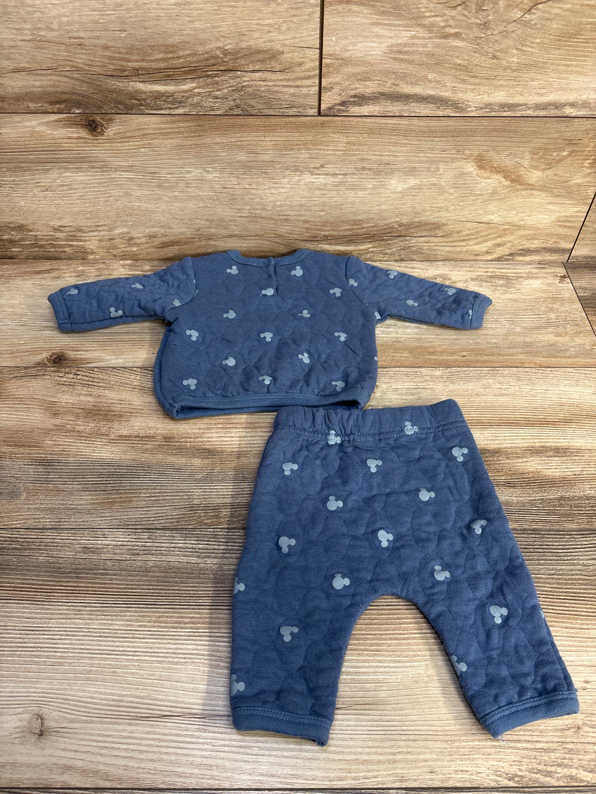 Disney Baby Mickey Mouse Quilted Shirt & Pants Set Blue sz 3m