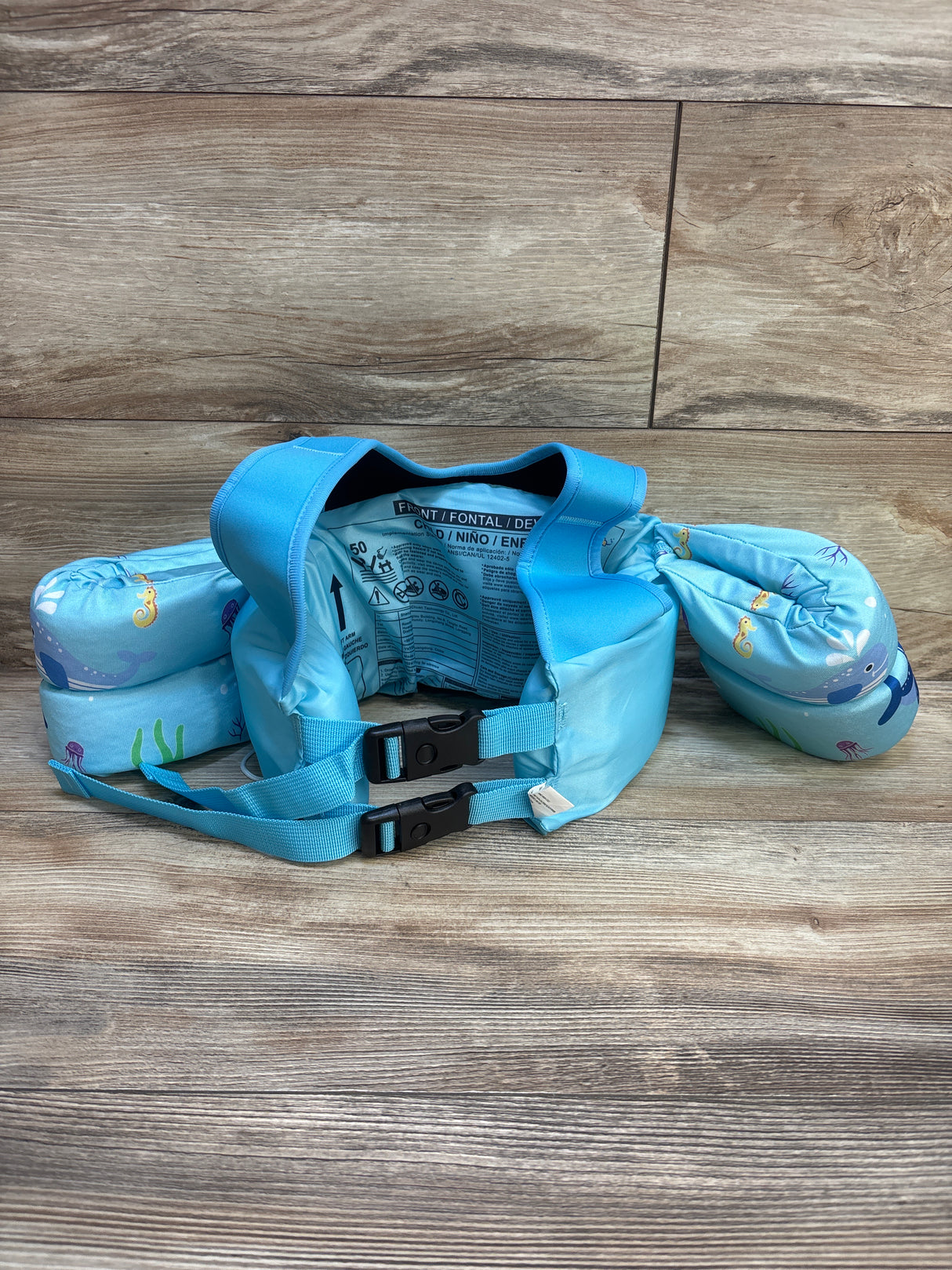 HeySplash Kids Swim Vest Blue Shark Print 33-66lbs