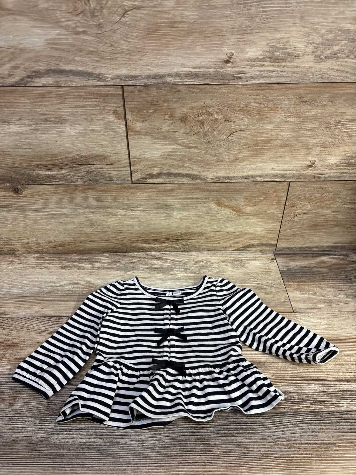 Janie & Jack Striped Bow Peplum Top White sz 12-18m