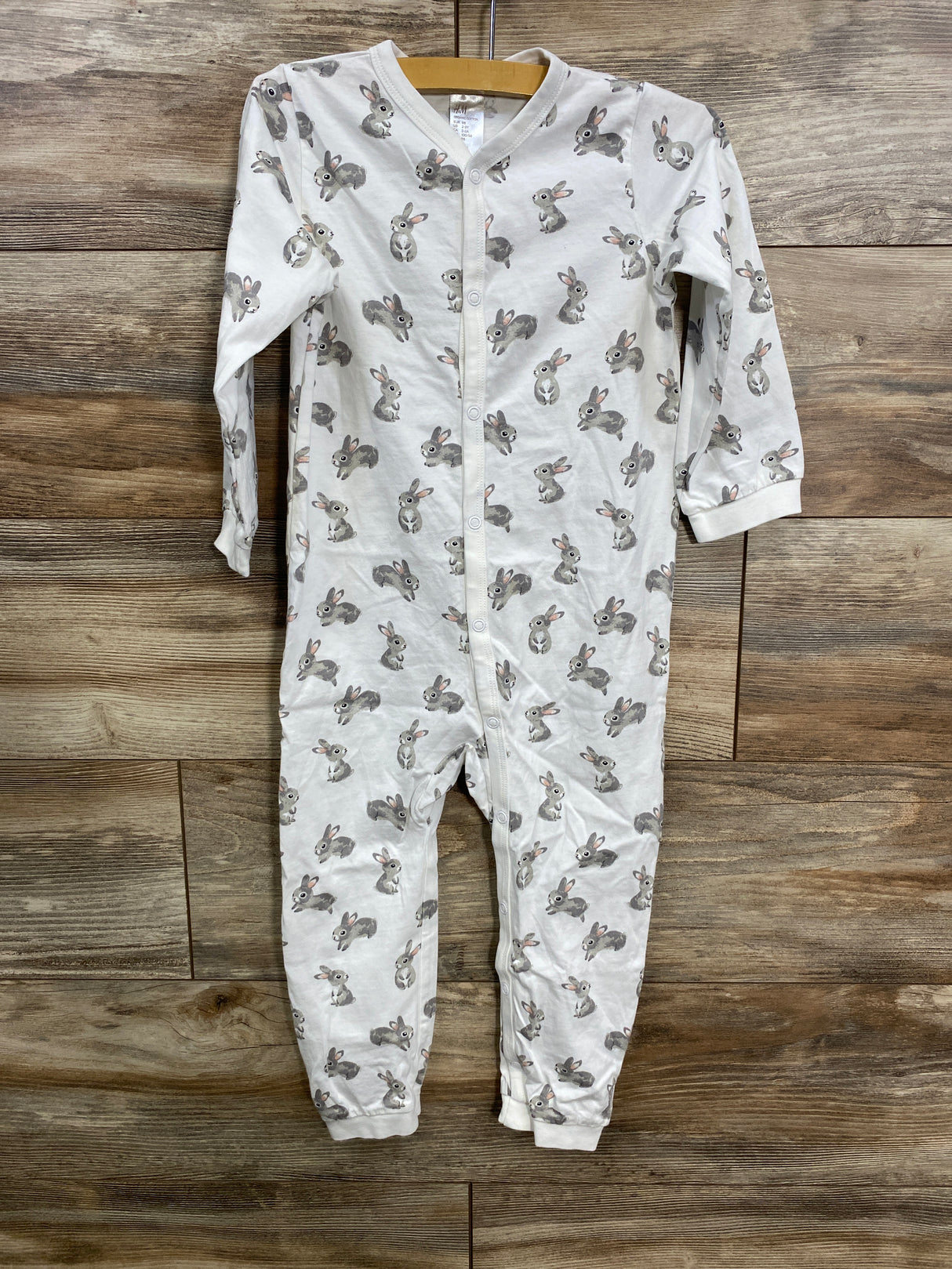 H&M Bunny Print Footless Sleeper White sz 2-3T