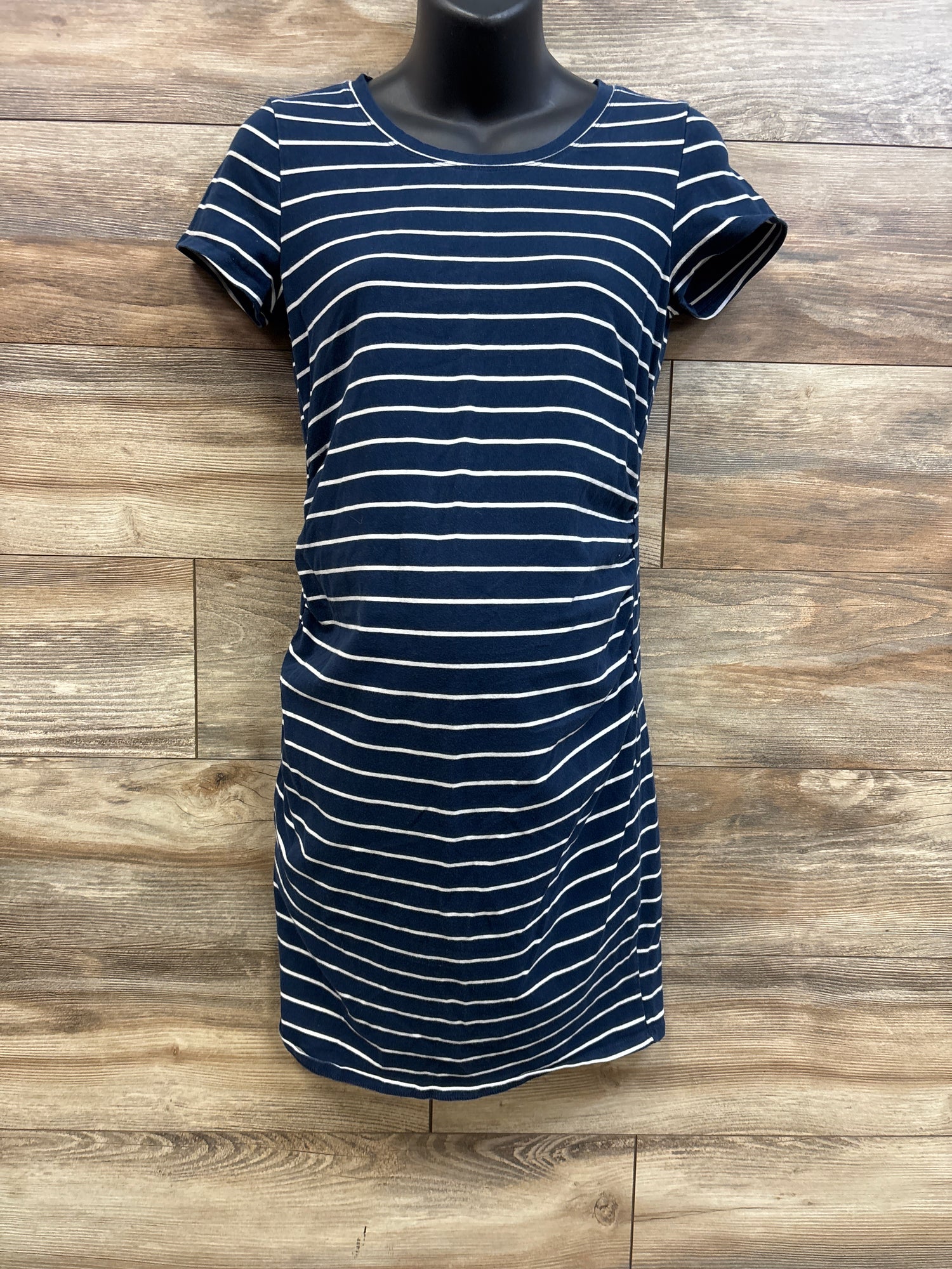 a:glow Maternity Ruched Striped Dress Navy sz Small