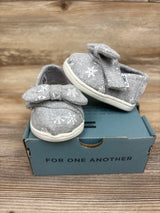 NEW Toms Tiny Classic Alpargata Felt Shoes in Grey Embroidered Snowflakes sz 2c