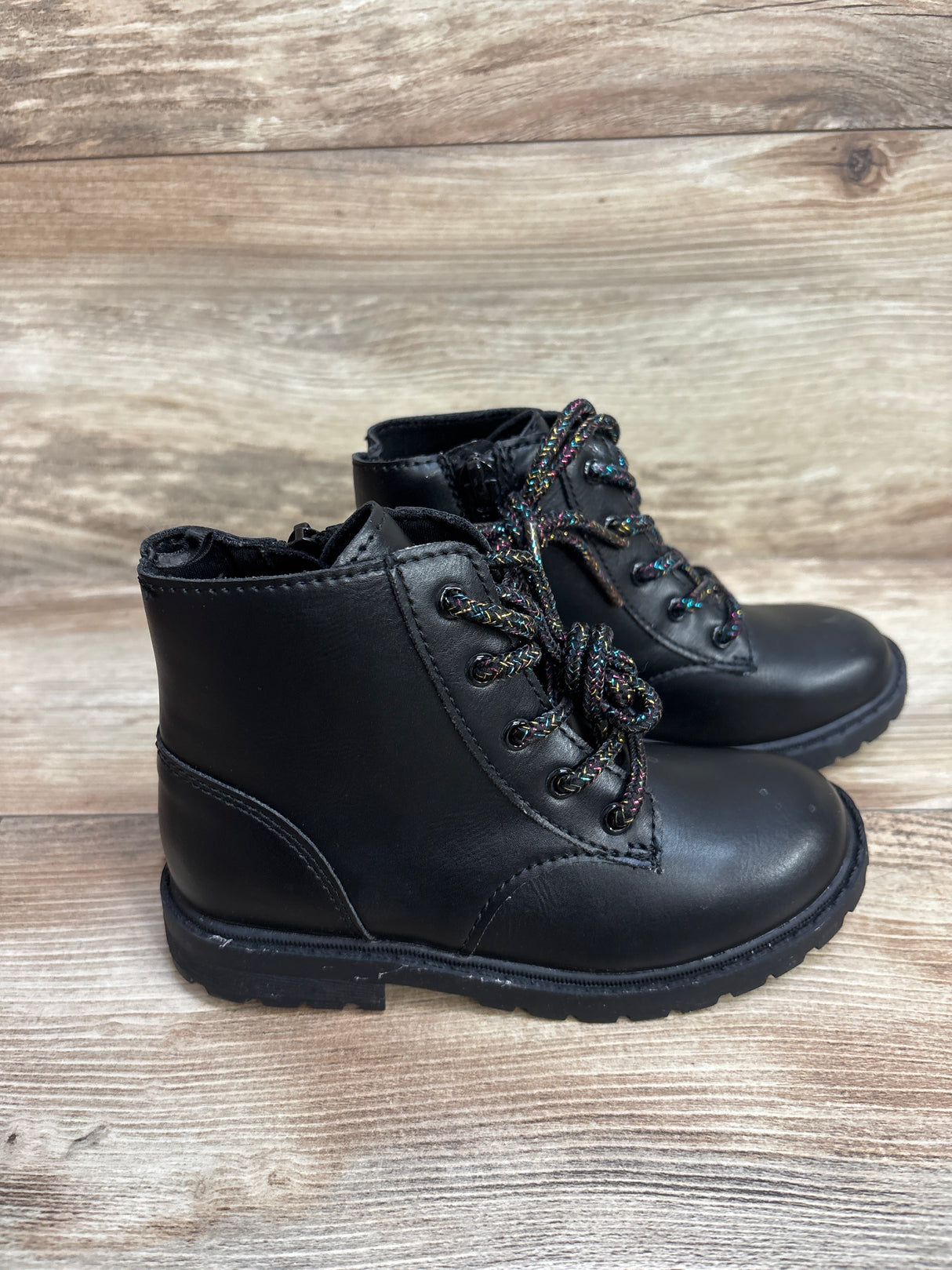 Old Navy Faux-Leather Combat Boots Black sz 10c