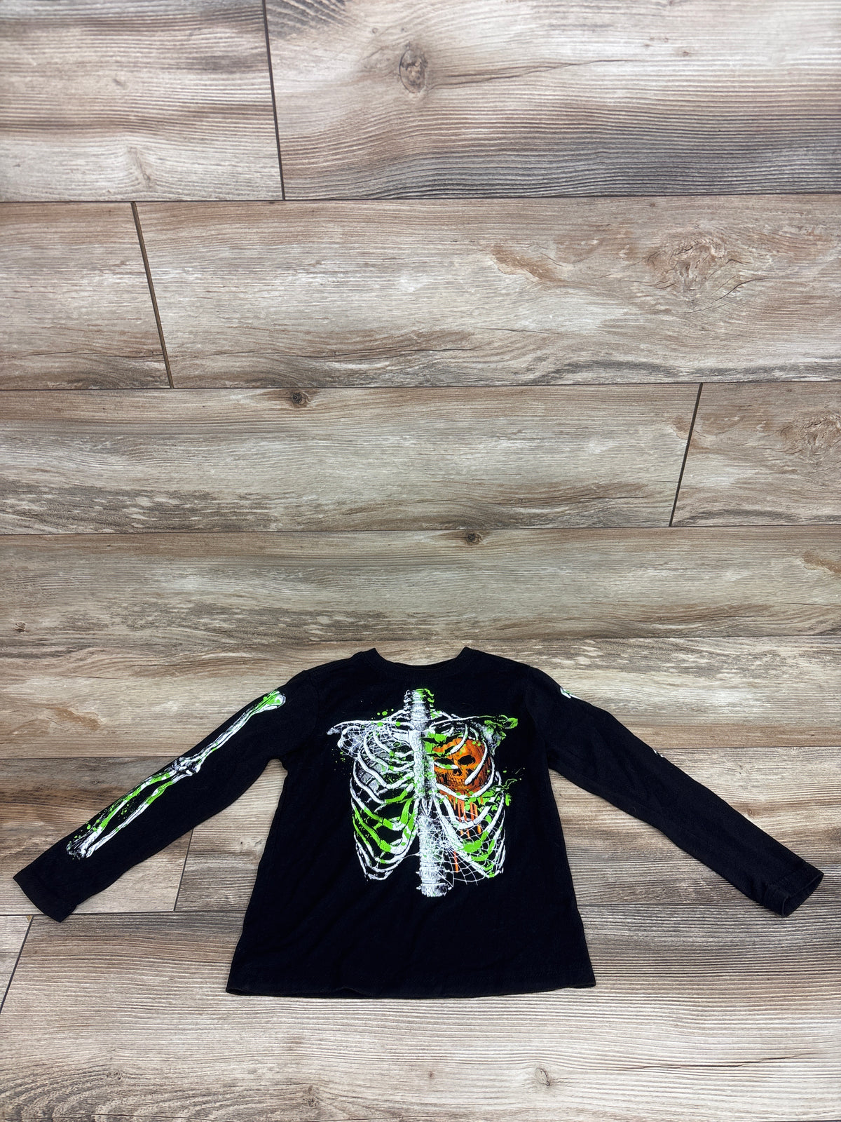Way To Celebrate! Halloween Long Sleeve Skeleton Shirt Black sz 4/5T