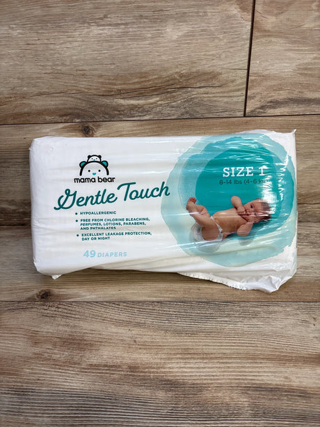 NEW Mama Bear Gentle Touch Diapers, Size 1, 49 Count - Me n Mommy To Be