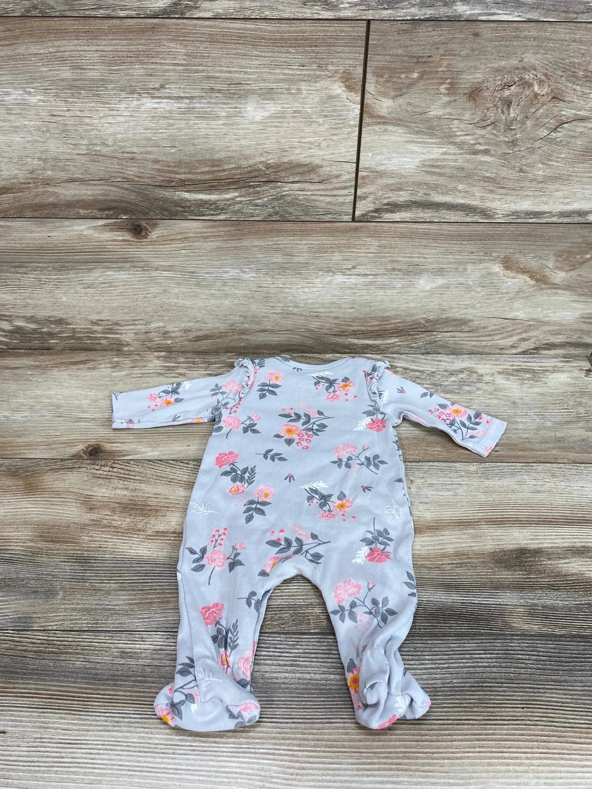 Ever & Ever Floral Footed Coverall Grey sz Newborn