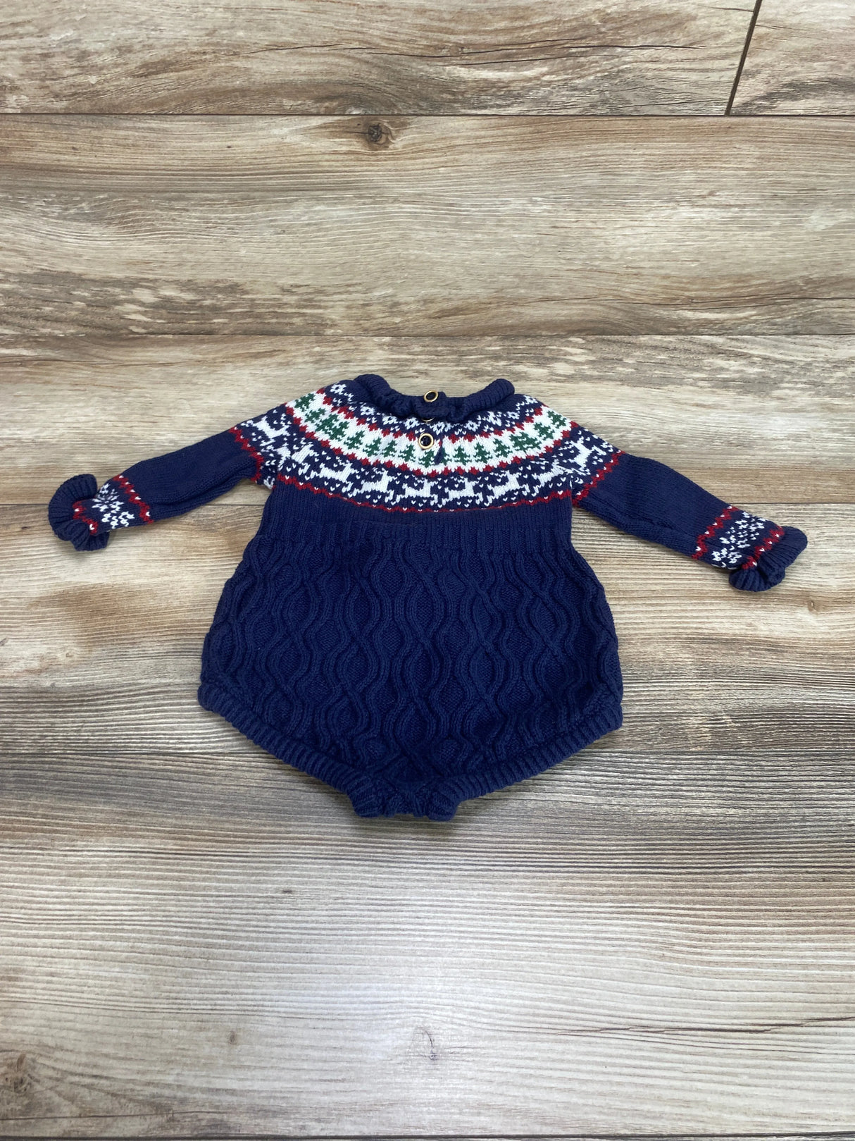 Tahari Fair Isle Sweater Romper Navy sz 0-3m