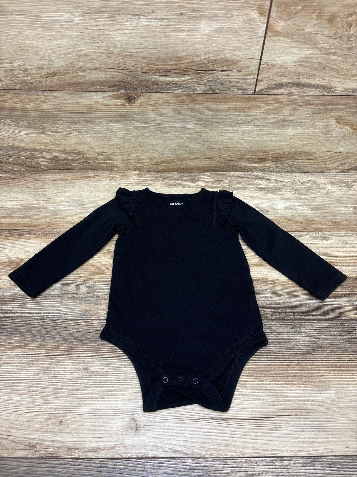 Cat & Jack Flutter Sleeve Bodysuit Black sz 18m