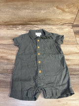 Little Planet Linen Blend Polo Shortie Romper Green sz 6m