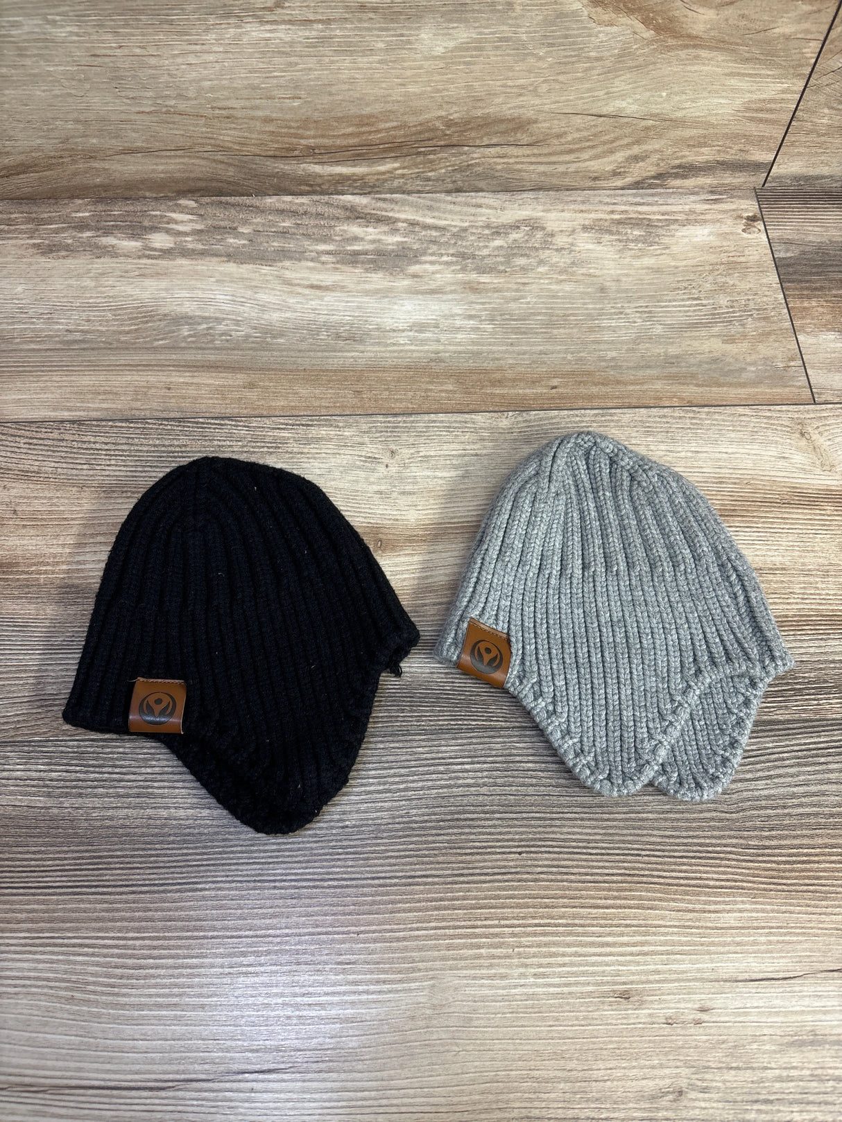 Knitted Winter Beanie, 2pk Black/Grey sz Infant