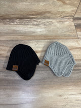 Knitted Winter Beanie, 2pk Black/Grey sz Infant