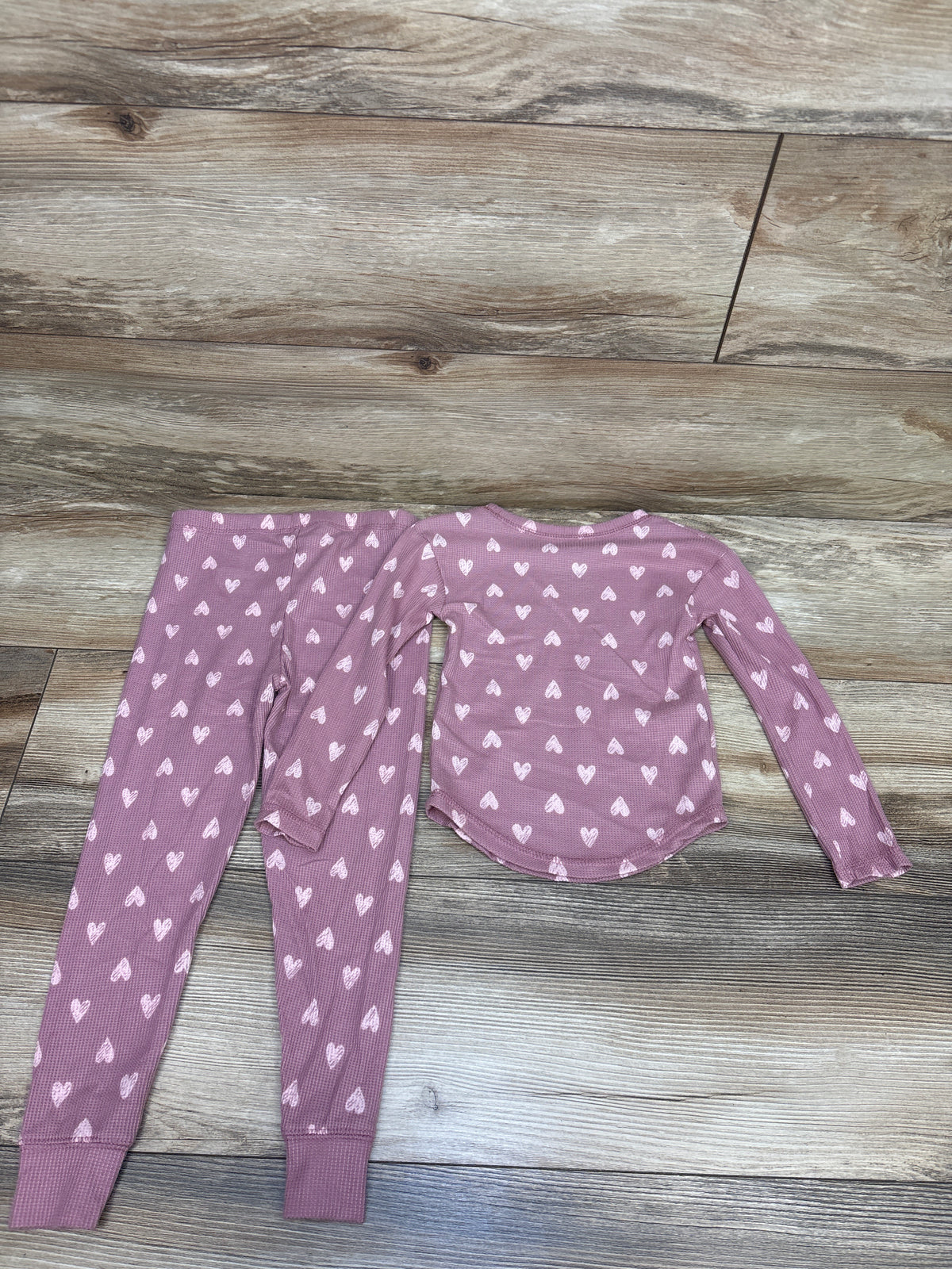 Daisy Fuentes 2pc Waffle Knit Heart Pajama Set Pink sz 4T