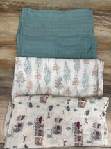 Gllquen 4pk Bamboo Muslin Swaddle Blankets Green 27x27''