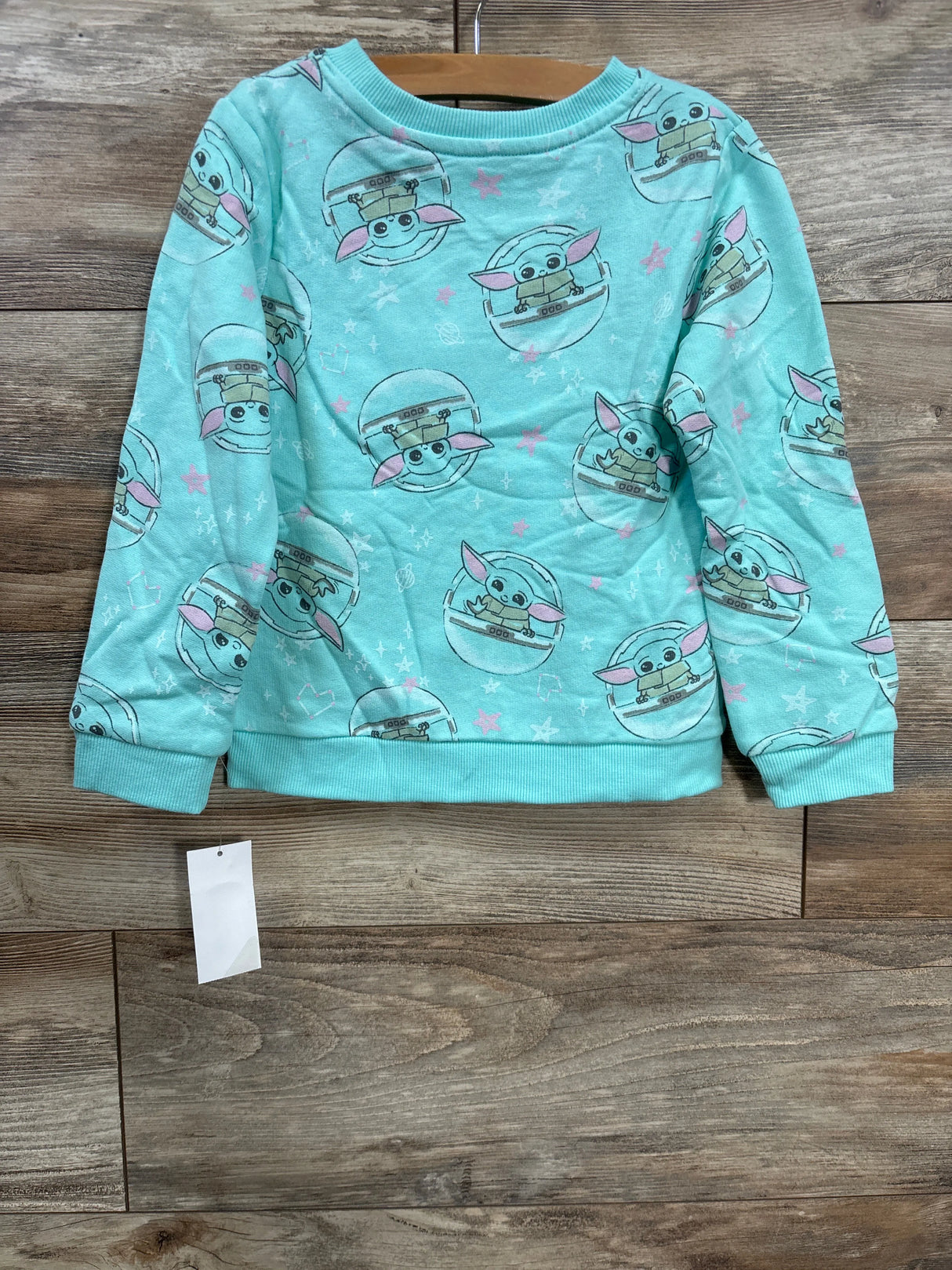 Star Wars Baby Yoda Star Print Sweatshirt Turquoise sz 5T