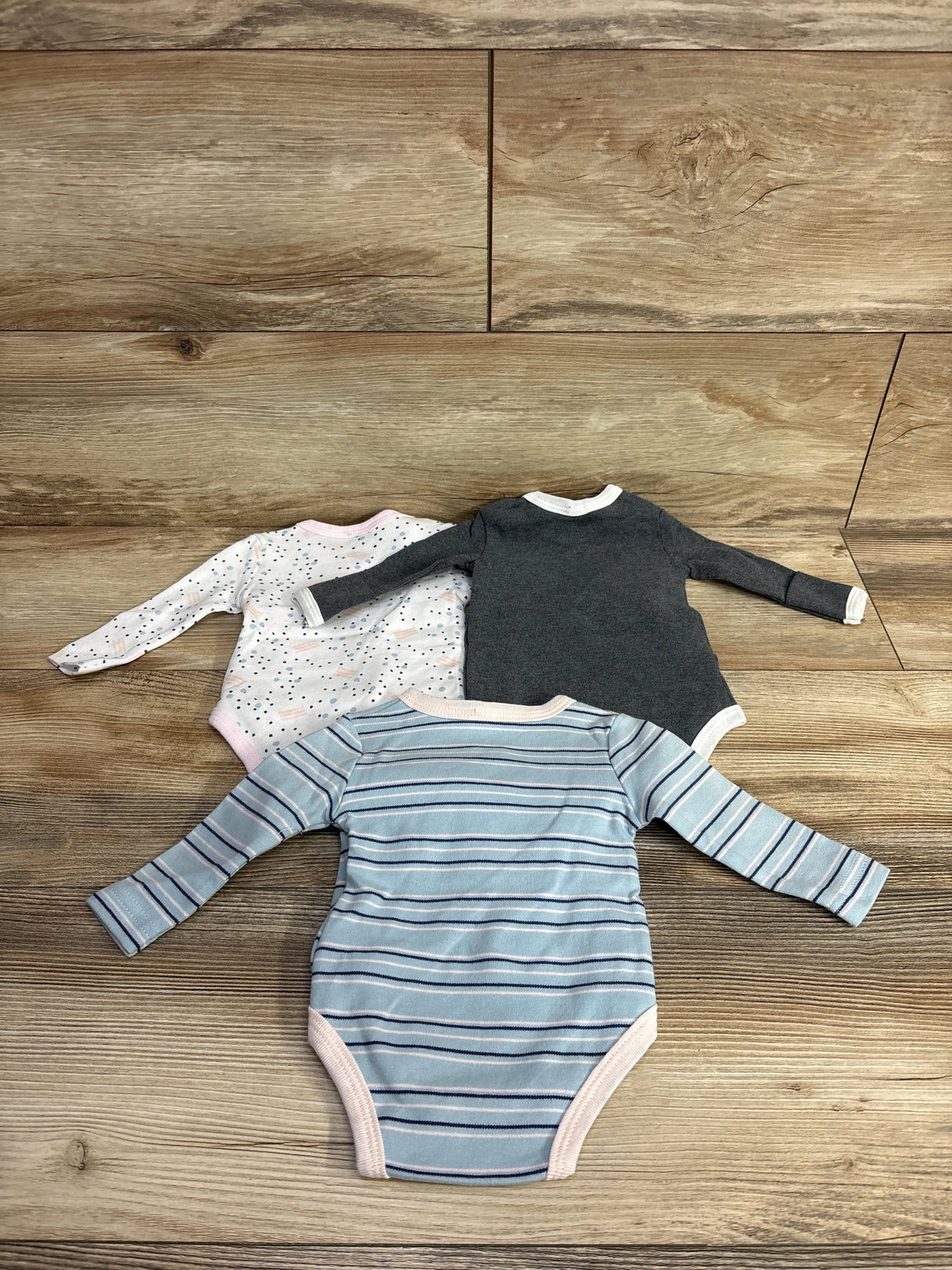 NEW Asher and Olivia Kimono Long Sleeve Bodysuits Blue 3pk sz Preemie