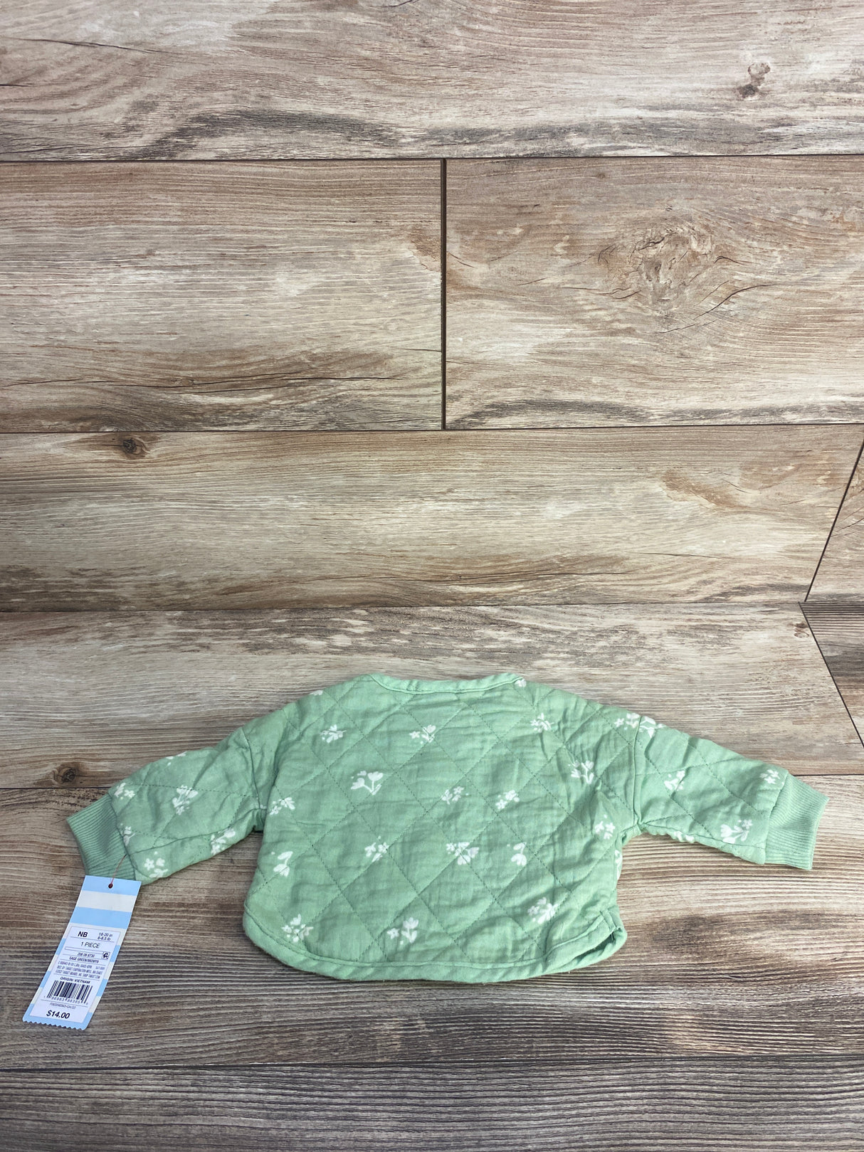 NEW Cat & Jack Floral Chambray Quilted Jacket Green sz Newborn