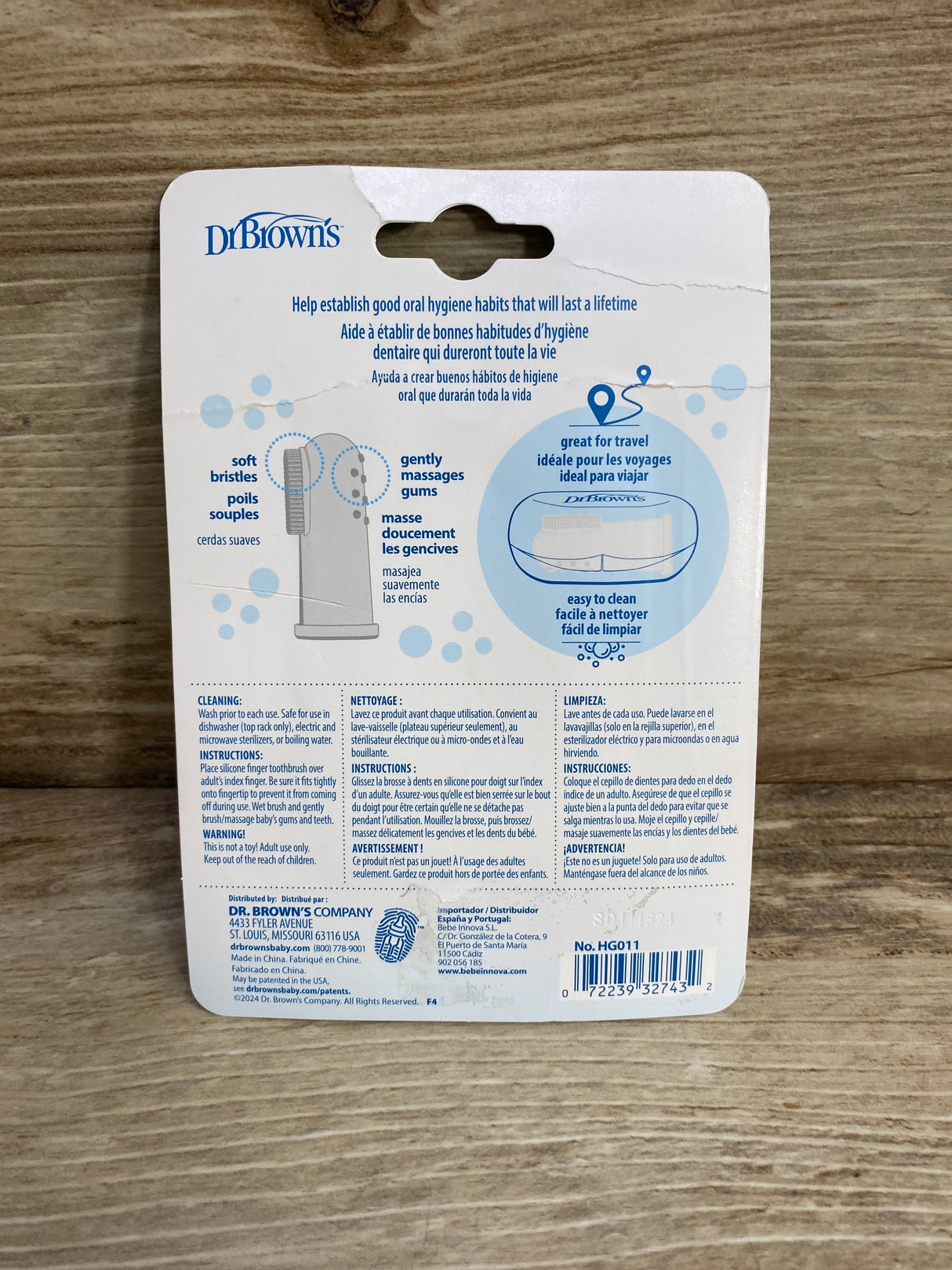 NEW Dr. Brown's 2pk Silicone Finger Toothbrush W/Travel-Storage Case 3m+
