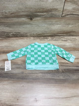 NEW Cat & Jack Checkered Smiley Face Sweatshirt Mint sz Newborn